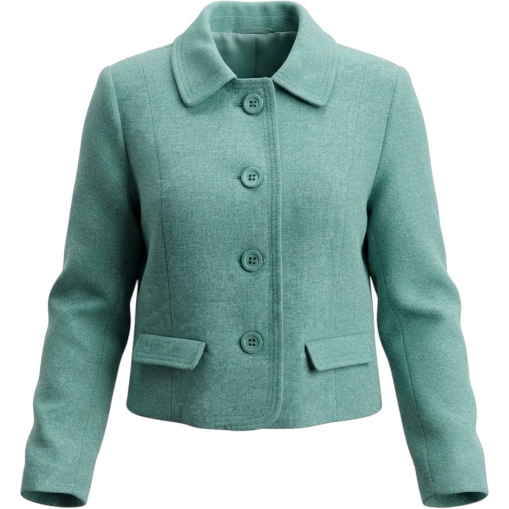 GAP Womens Teal Wool Blend Cropped Jacket Plaid Lined Size 6R Workwear Casual